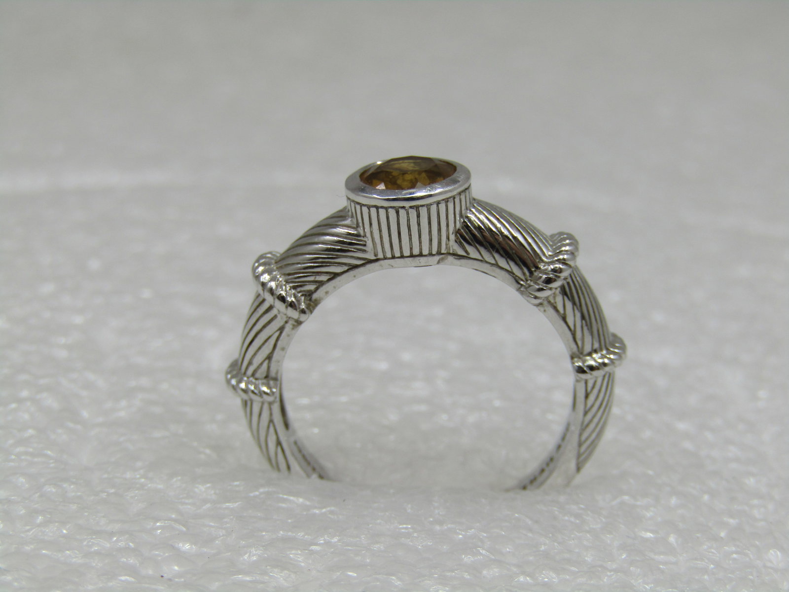 Sterling Contemporary Judith Ripka Citrine Ring , Sz. 8, Cable/Rope Accents - 5