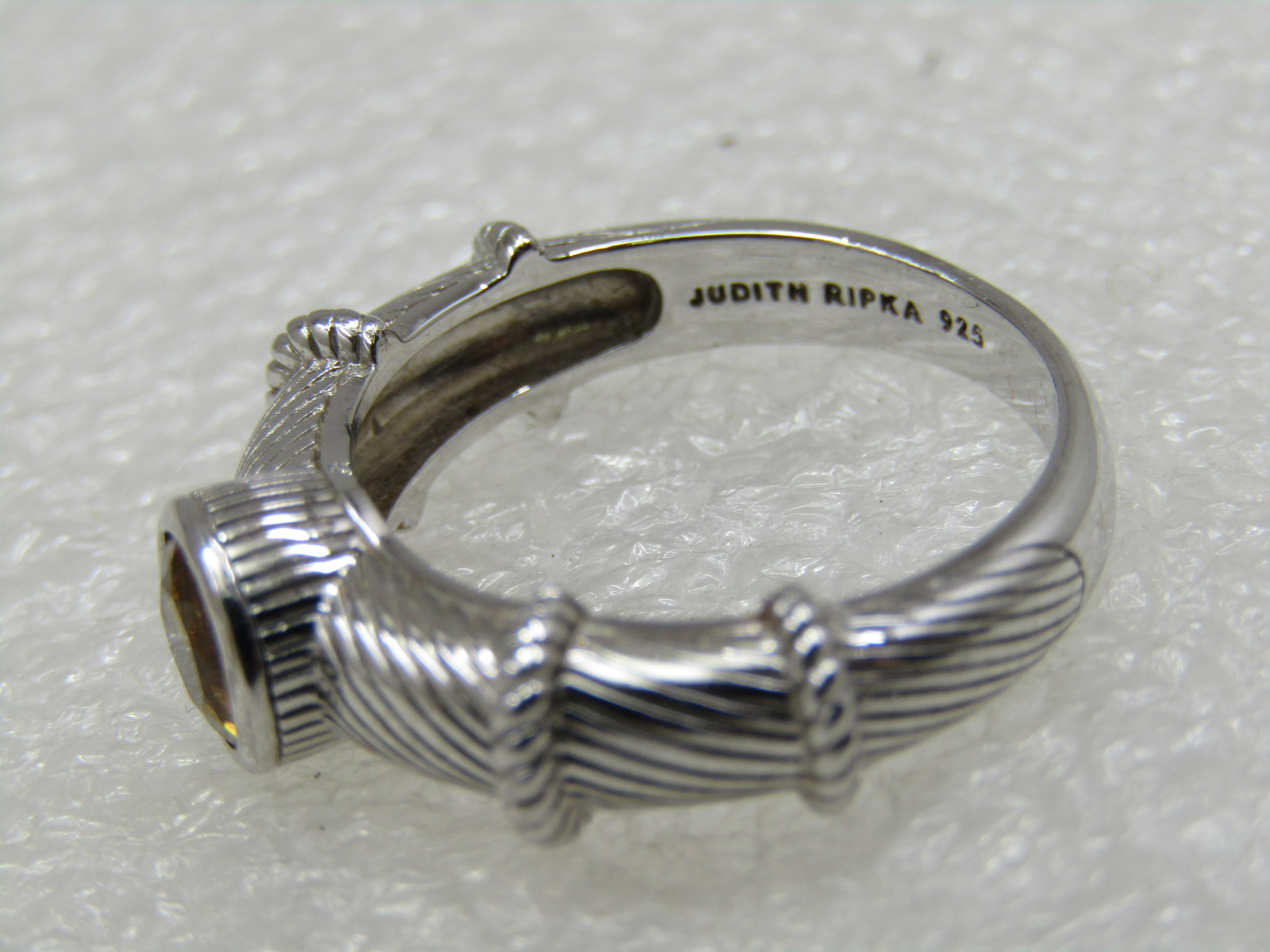 Sterling Contemporary Judith Ripka Citrine Ring , Sz. 8, Cable/Rope Accents - 7
