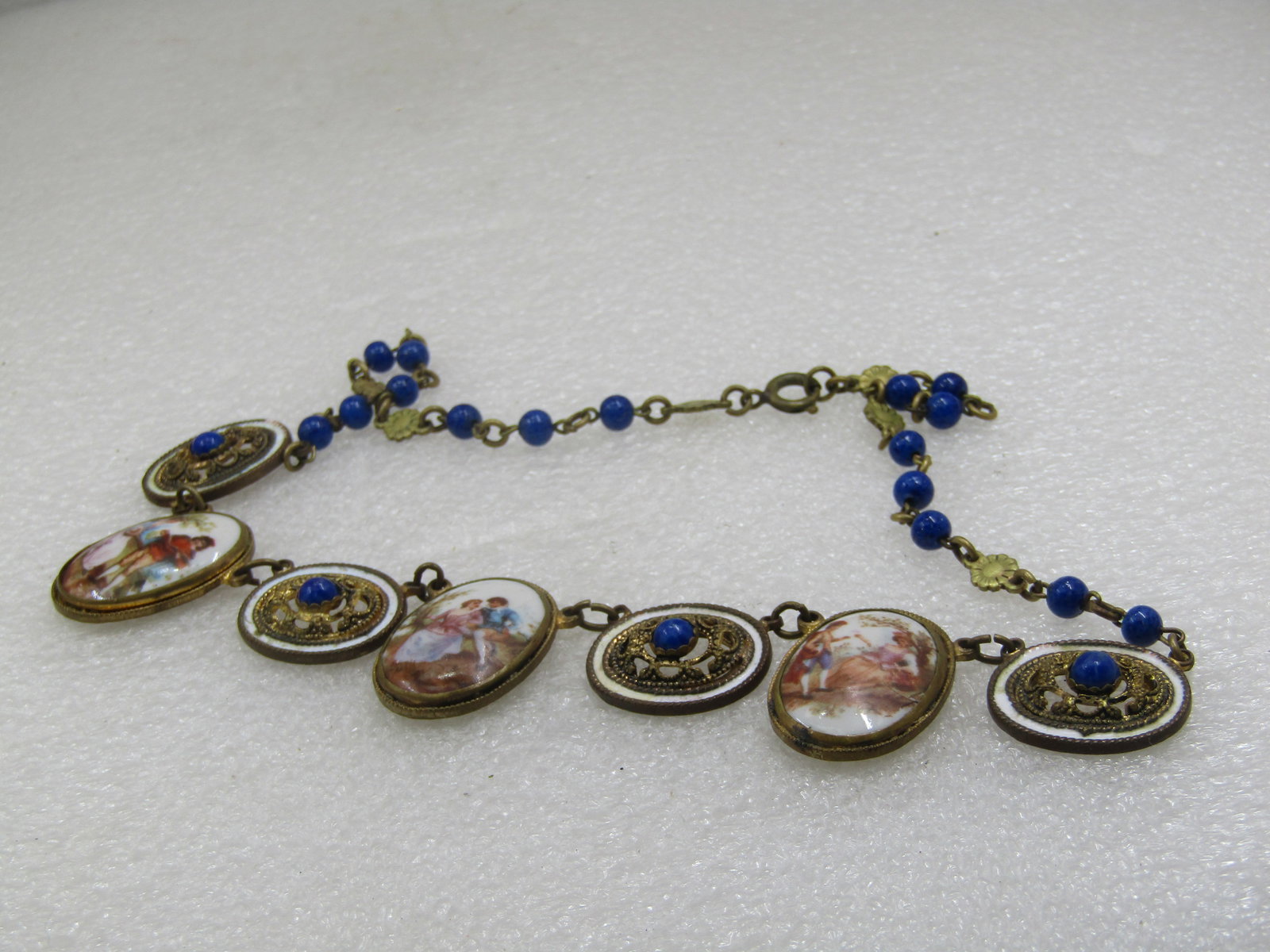 Vintage French Courting Scene Multi-Cameo Drop Necklace, 17", 1930's-1940's - 6