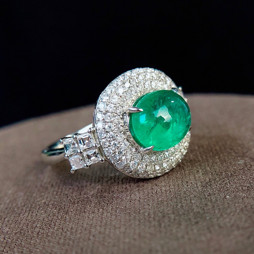 14K GOLD 3.59 CTW NATURAL EMERALD & DIAMOND RING - 2