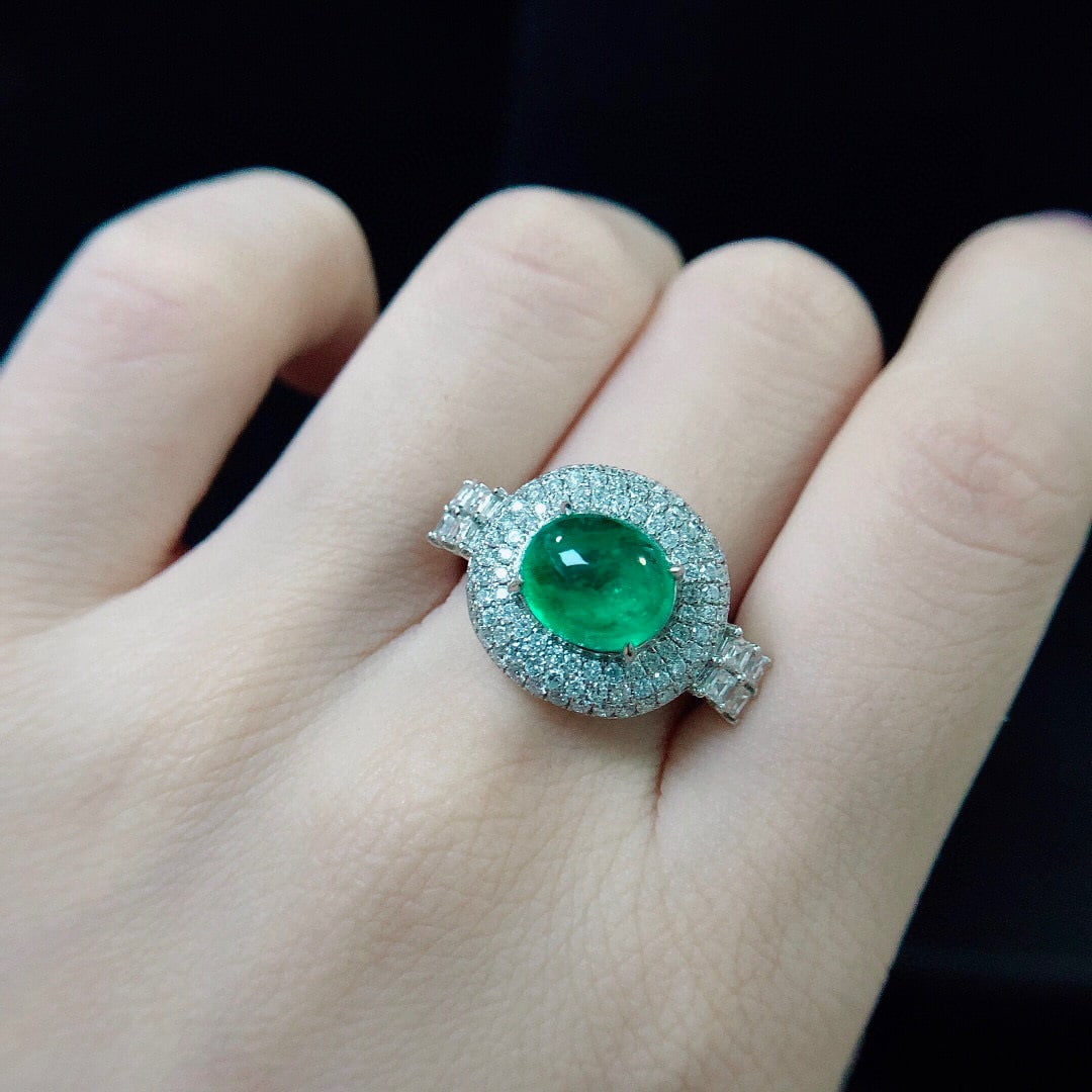 14K GOLD 3.59 CTW NATURAL EMERALD & DIAMOND RING - 5