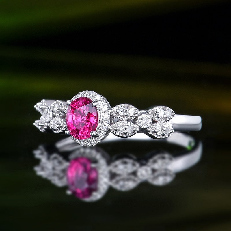 14K GOLD 0.65 CTW NATURAL PADPARADSCHA SAPPHIRE & DIAMOND RING - 2