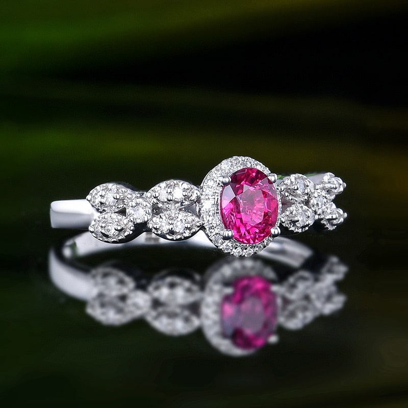 14K GOLD 0.65 CTW NATURAL PADPARADSCHA SAPPHIRE & DIAMOND RING - 3