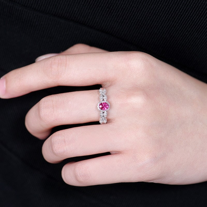 14K GOLD 0.65 CTW NATURAL PADPARADSCHA SAPPHIRE & DIAMOND RING - 4