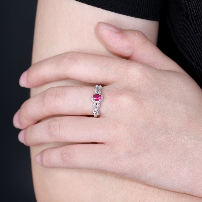 14K GOLD 0.65 CTW NATURAL PADPARADSCHA SAPPHIRE & DIAMOND RING - 5