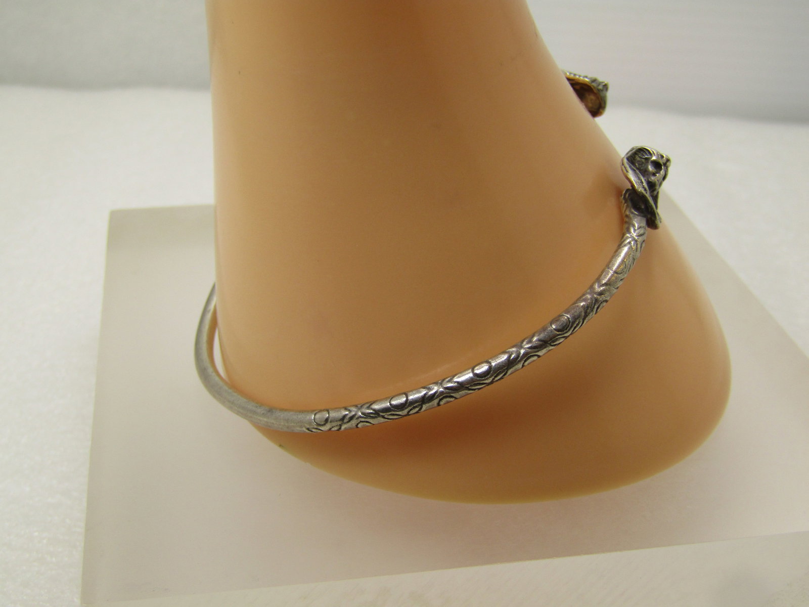 Vintage Sterling Egyptian Pharoah Cuff Bangle Bracelet, Signed AJI, 8", 1990's-2000's - 3