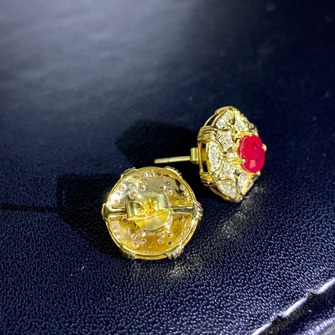 14K GOLD 1.10 CTW NATURAL RUBY & DIAMOND EARRINGS - 8