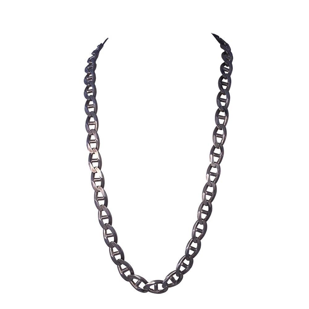 Mens Large Italian Sterling Twisted Mariner Link Chain Necklace - 2