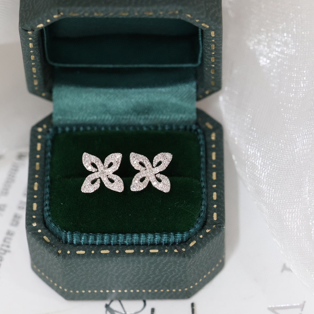 14K GOLD 0.16 CT NATURAL H DIAMOND EARRINGS - 2