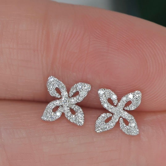 14K GOLD 0.16 CT NATURAL H DIAMOND EARRINGS - 4