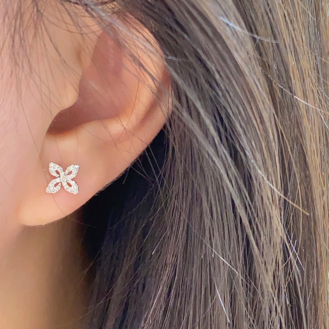 14K GOLD 0.16 CT NATURAL H DIAMOND EARRINGS - 5