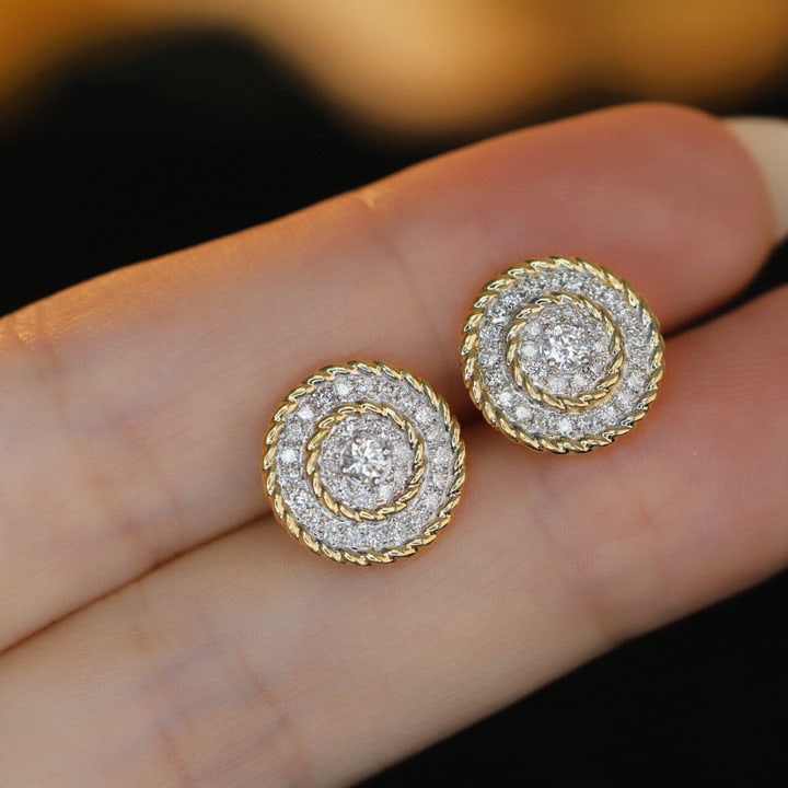 14K GOLD 0.56 CT NATURAL H DIAMOND EARRINGS - 4