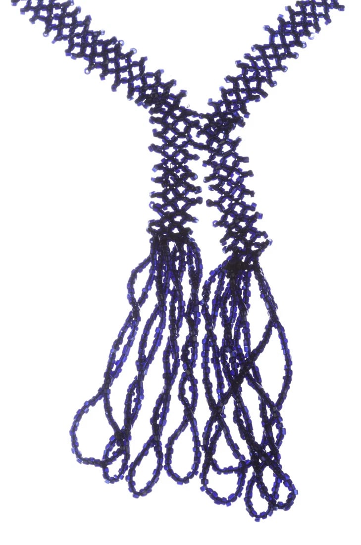 Victorian Jet Seed Bead Flapper Tassel Necklace - 4