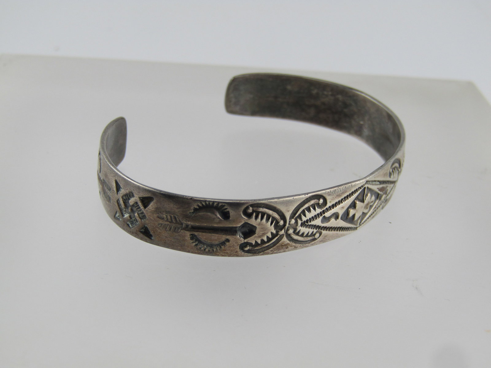 Vintage Sterling Southwestern Cuff Bracelet, Stamped, 5.75", Youth, 1960's-1970's - 3