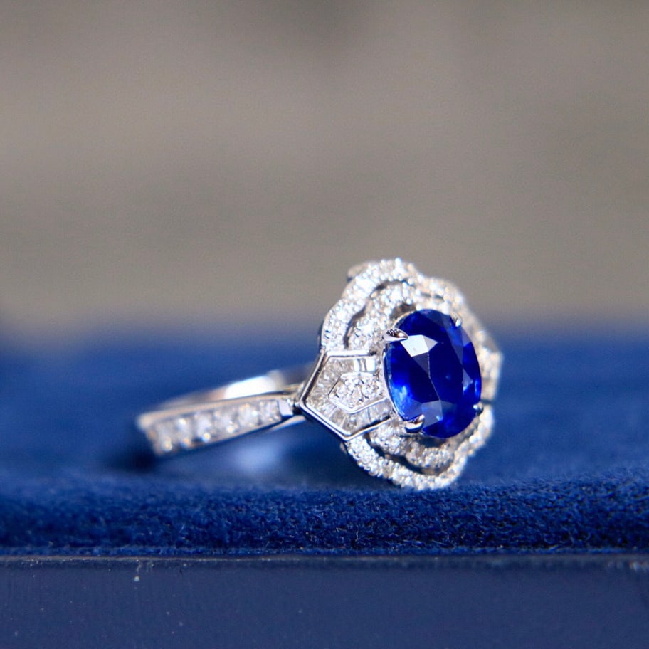 14K GOLD 1.93 CTW NATURAL SAPPHIRE & DIAMOND RING/PENDANT - 2