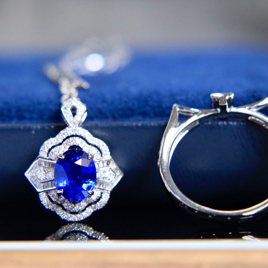 14K GOLD 1.93 CTW NATURAL SAPPHIRE & DIAMOND RING/PENDANT - 5