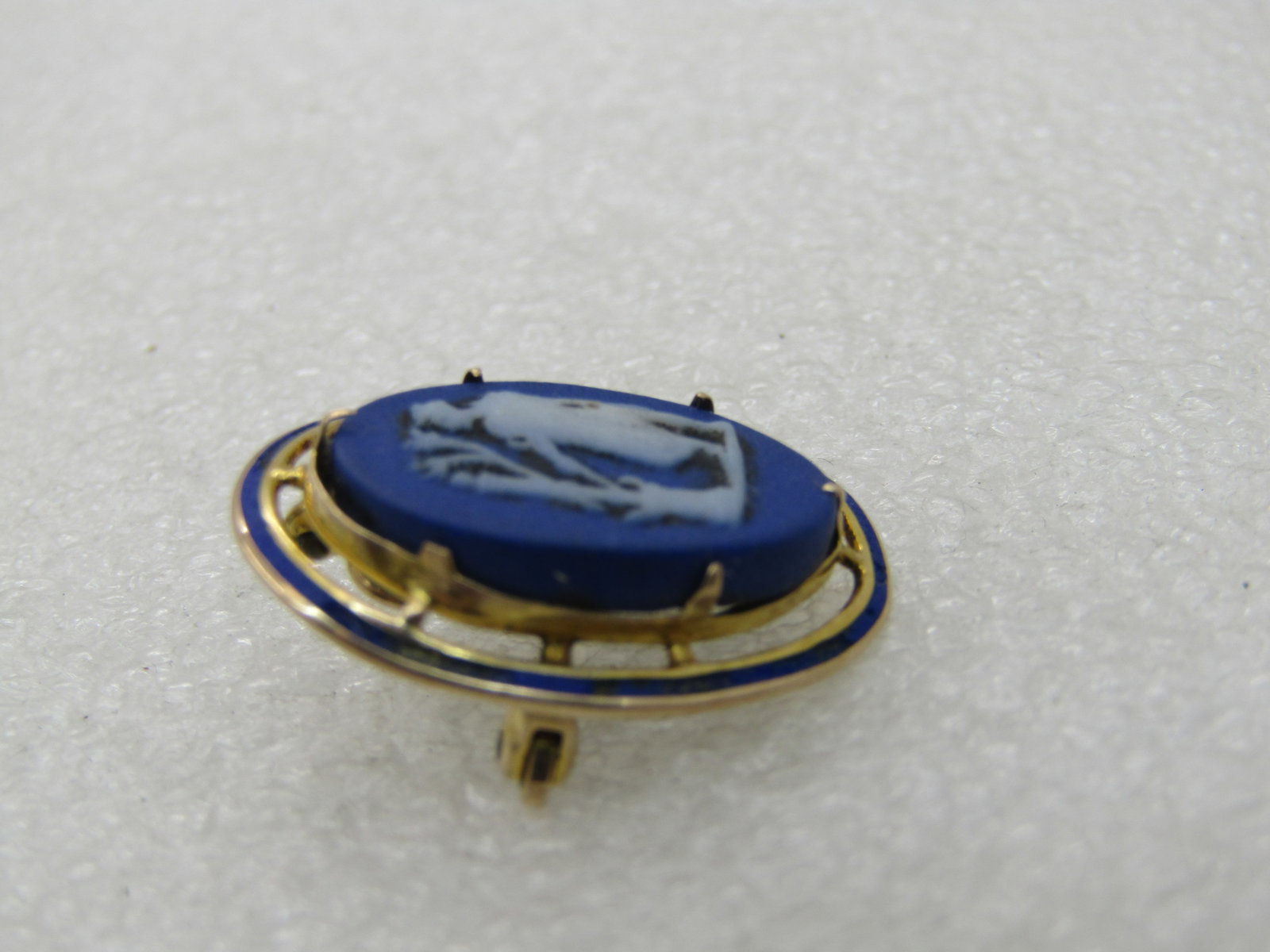 Vintage 10kt Wedgwood Cameo Enameled Brooch Pendant - 3