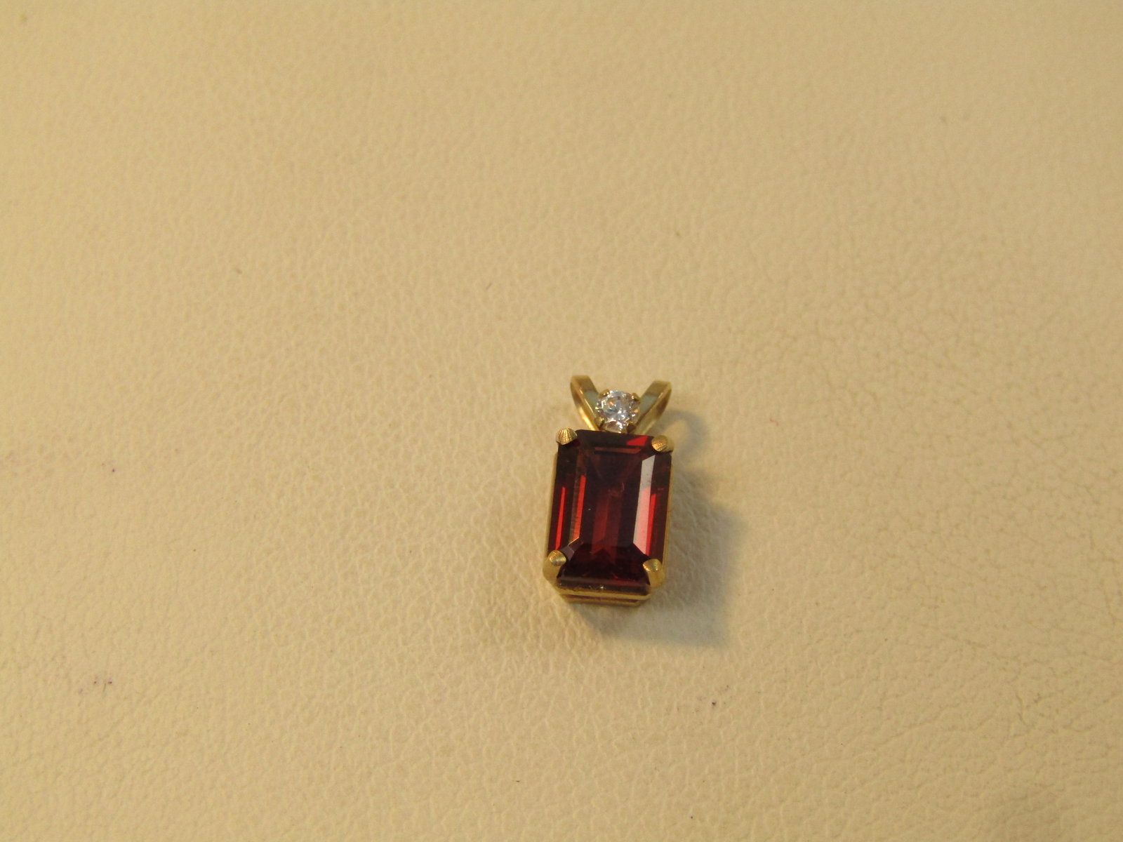 Vintage 10kt Garnet CZ Pendant, Signed, 1970's-1980's - 3