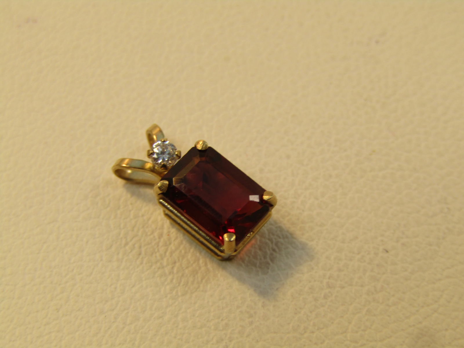 Vintage 10kt Garnet CZ Pendant, Signed, 1970's-1980's - 7