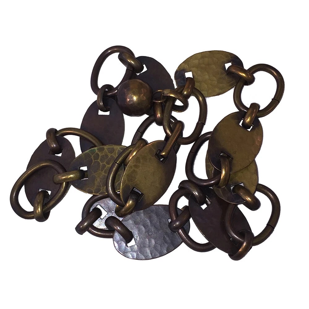 YSL Long Hammered Brass Mariner Link Necklace - 4