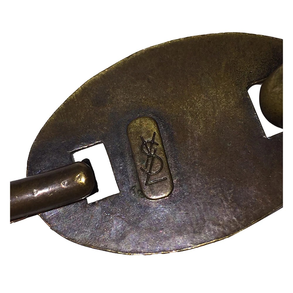 YSL Long Hammered Brass Mariner Link Necklace - 7