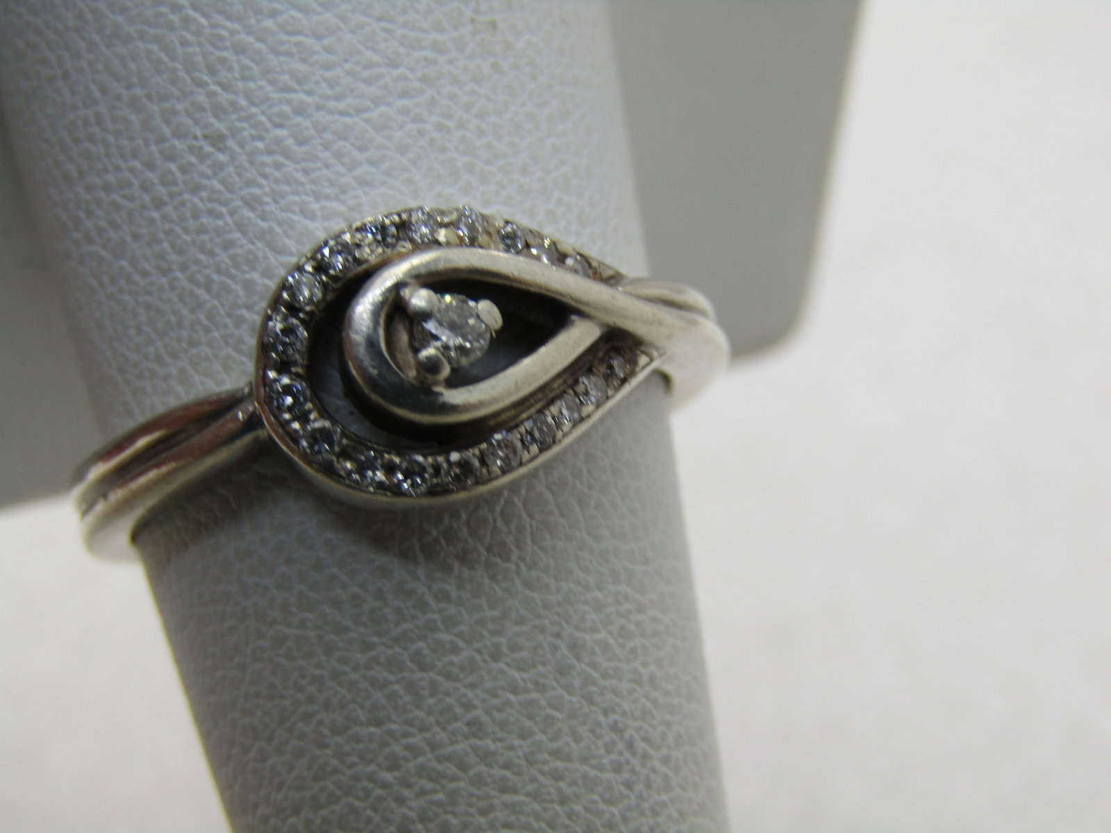 Vintage Sterling Silver Diamond Ring, Wrapped Halo, Sz. 9.5 - 3
