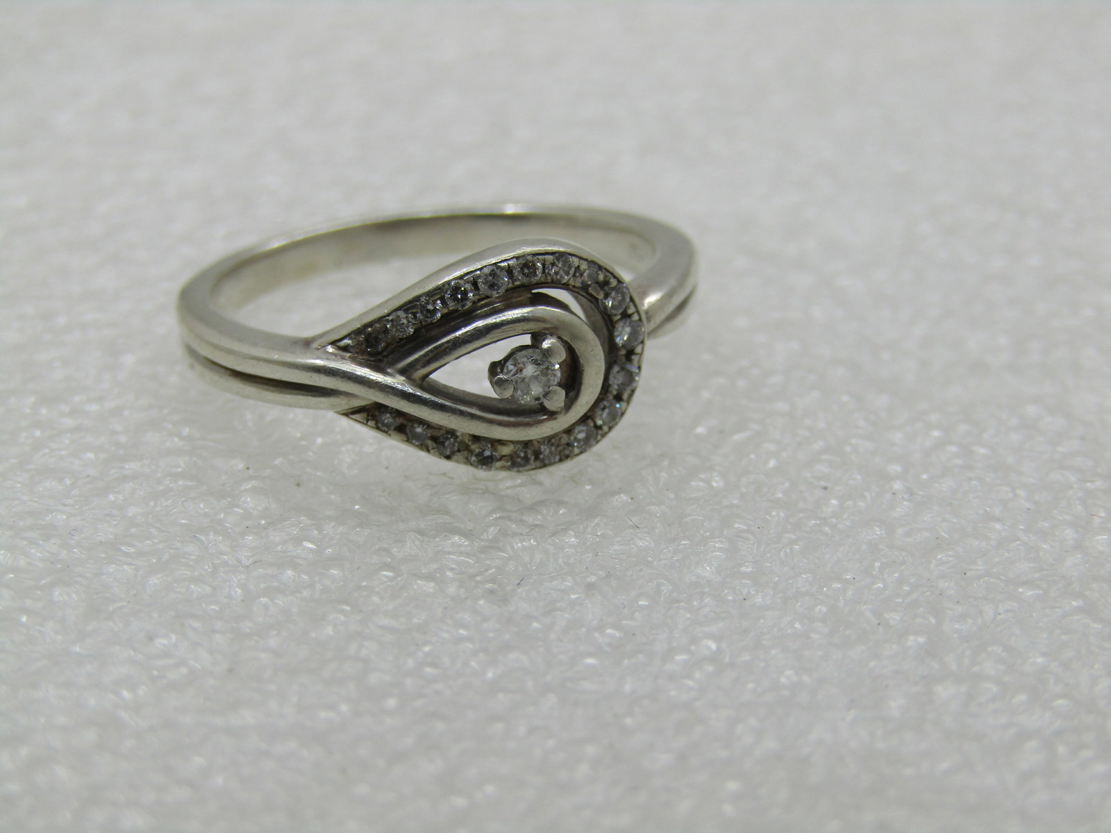 Vintage Sterling Silver Diamond Ring, Wrapped Halo, Sz. 9.5 - 4