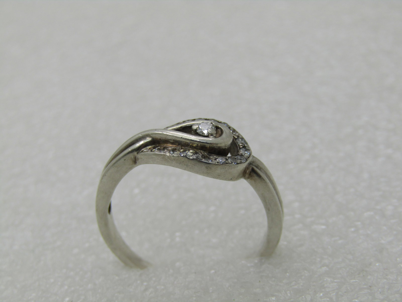 Vintage Sterling Silver Diamond Ring, Wrapped Halo, Sz. 9.5 - 5