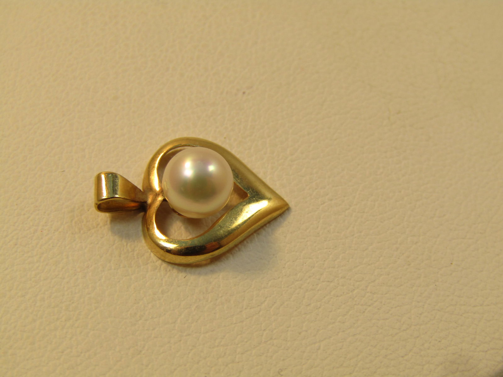 Vintage 14kt Cultured Pearl Heart Pendant, 1970's-1980's - 2