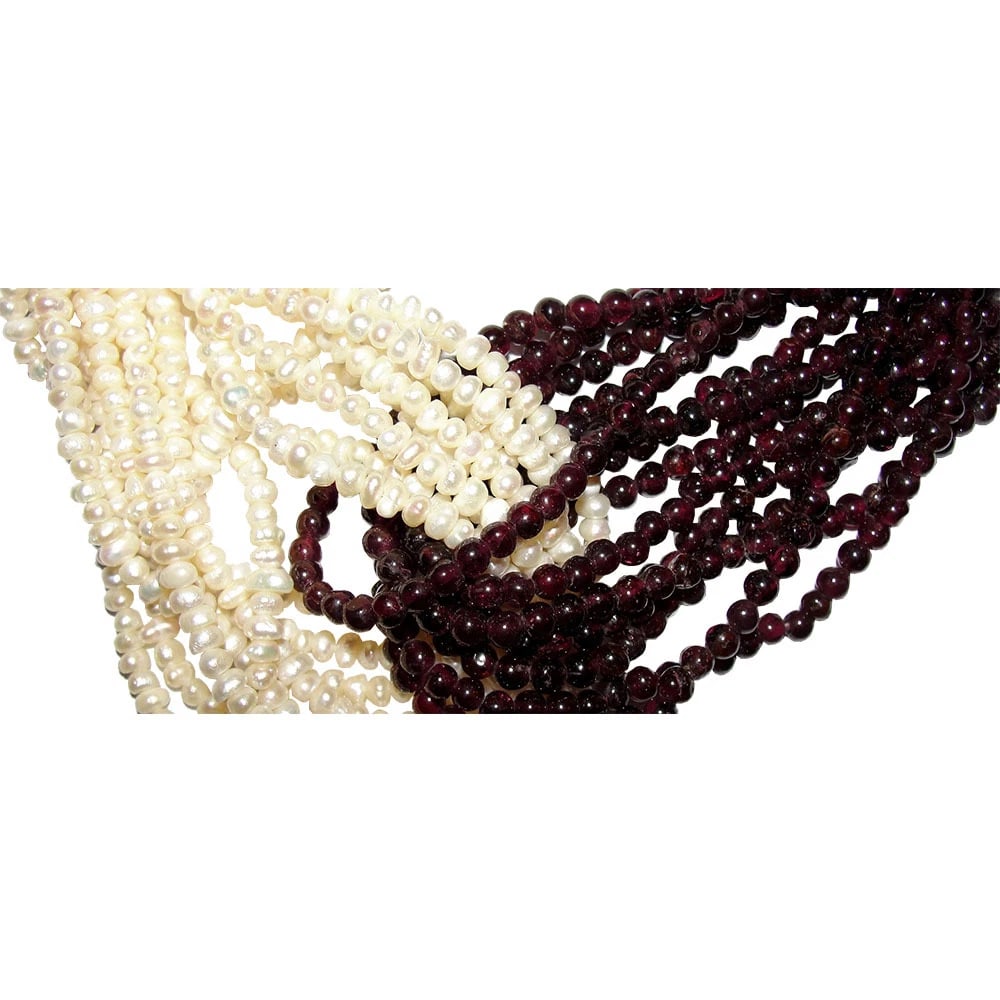 Red Garnet and Freshwater Bead Torsade Necklace - 5