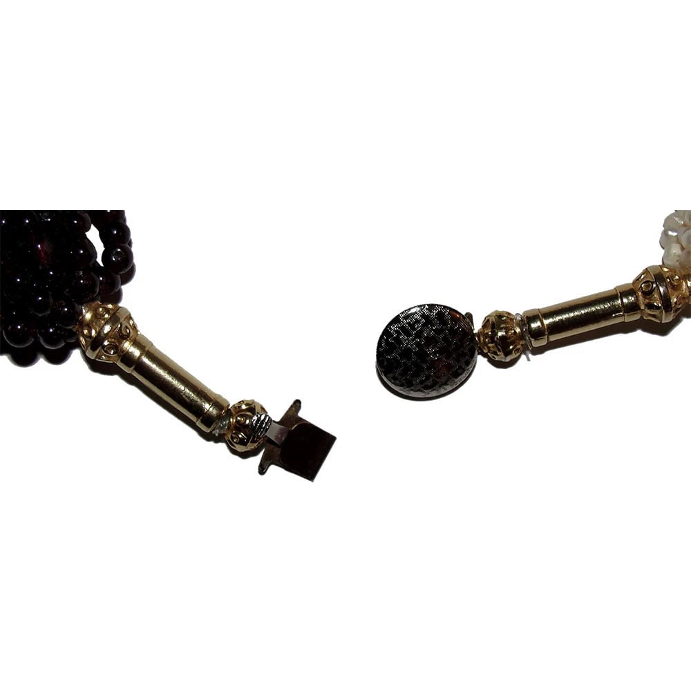 Red Garnet and Freshwater Bead Torsade Necklace - 7