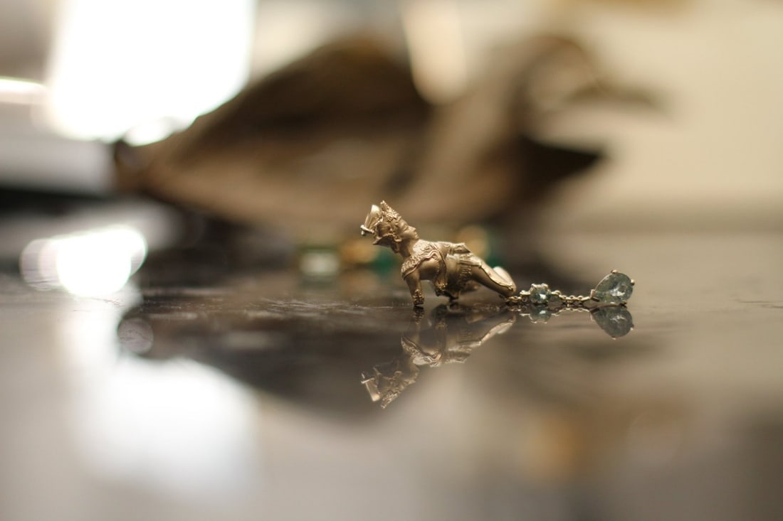 Silver Celestial Dancer Devata Pendant with Tourmaline - 5