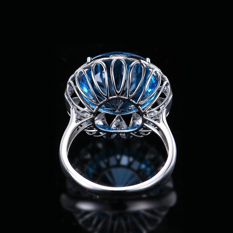 14K GOLD 13.81 CTW NATURAL TOPAZ & DIAMOND RING - 5