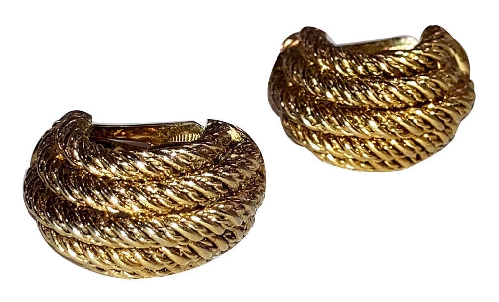 Christian Dior Gold Plated Twisted Rope Half Hoop Earrings - 4