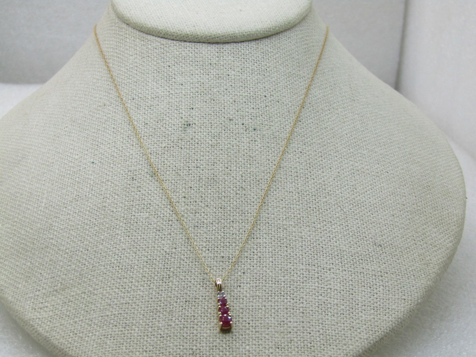 Vintage 14kt Ruby Diamond Journey Necklace, 18" - 4