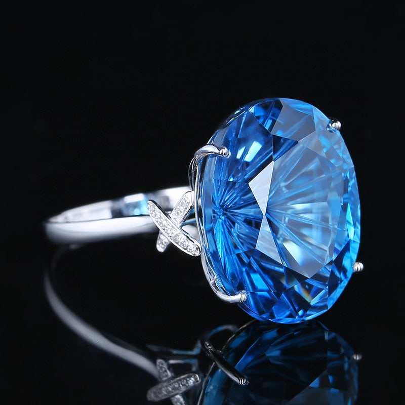 14K GOLD 20.38 CTW NATURAL TOPAZ & DIAMOND RING - 3