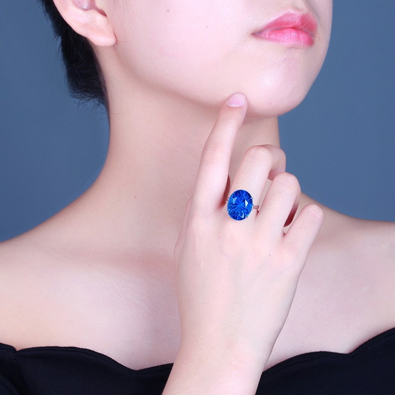 14K GOLD 20.38 CTW NATURAL TOPAZ & DIAMOND RING - 5