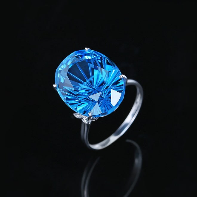 14K GOLD 20.38 CTW NATURAL TOPAZ & DIAMOND RING - 6