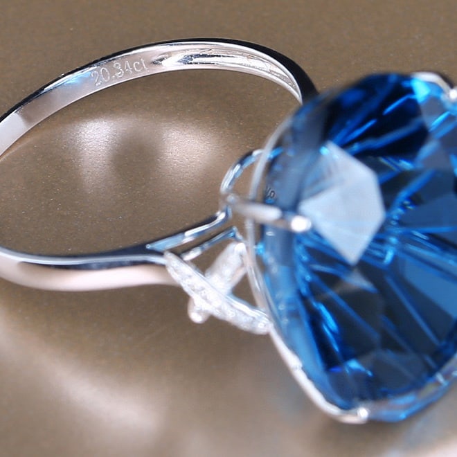 14K GOLD 20.38 CTW NATURAL TOPAZ & DIAMOND RING - 7