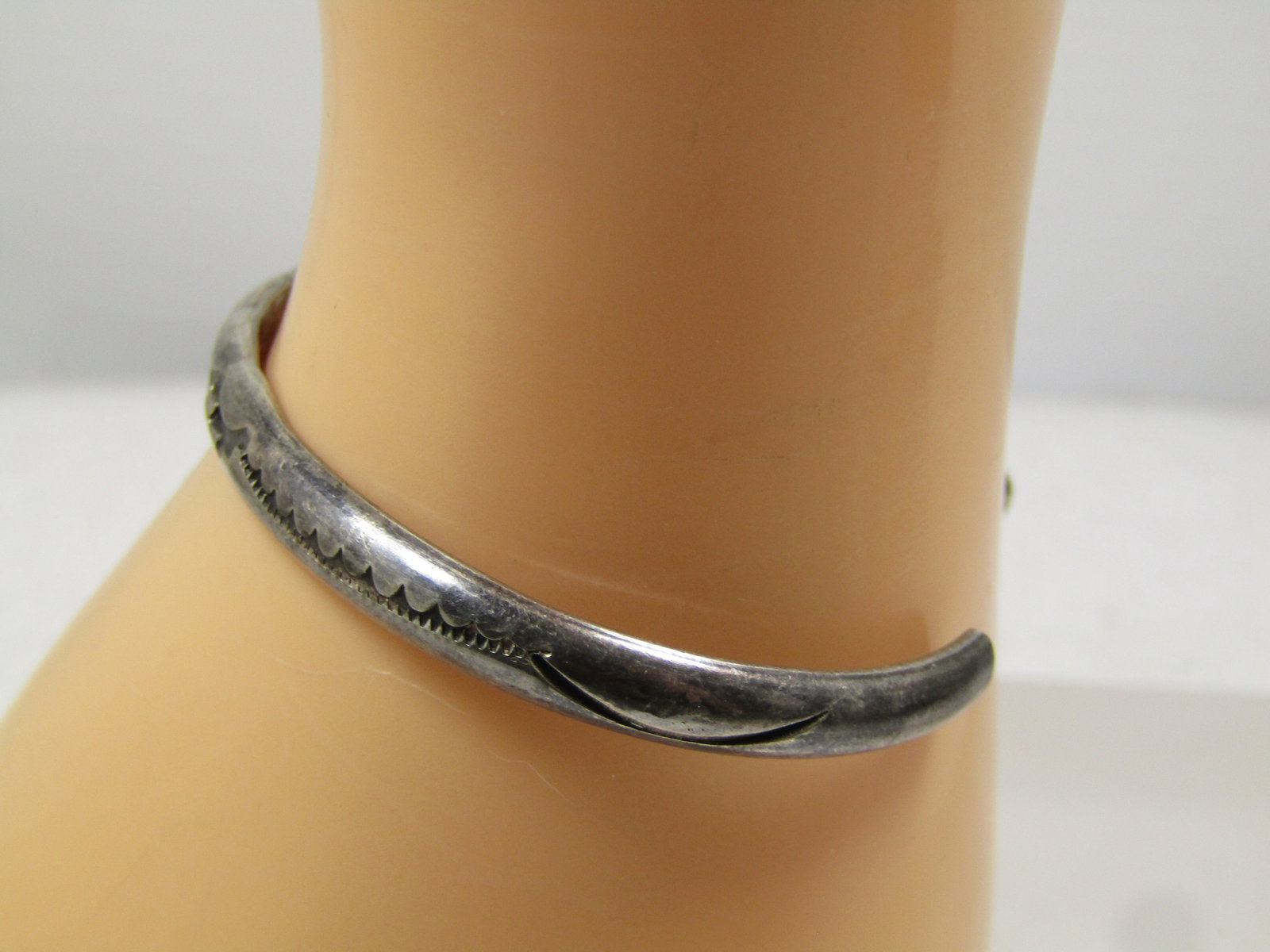 Vintage Navajo Stamped Cuff Bracelet, 6.5", 1960's-1970's, Signed E. Y. (Elsie Yazzie) - 2