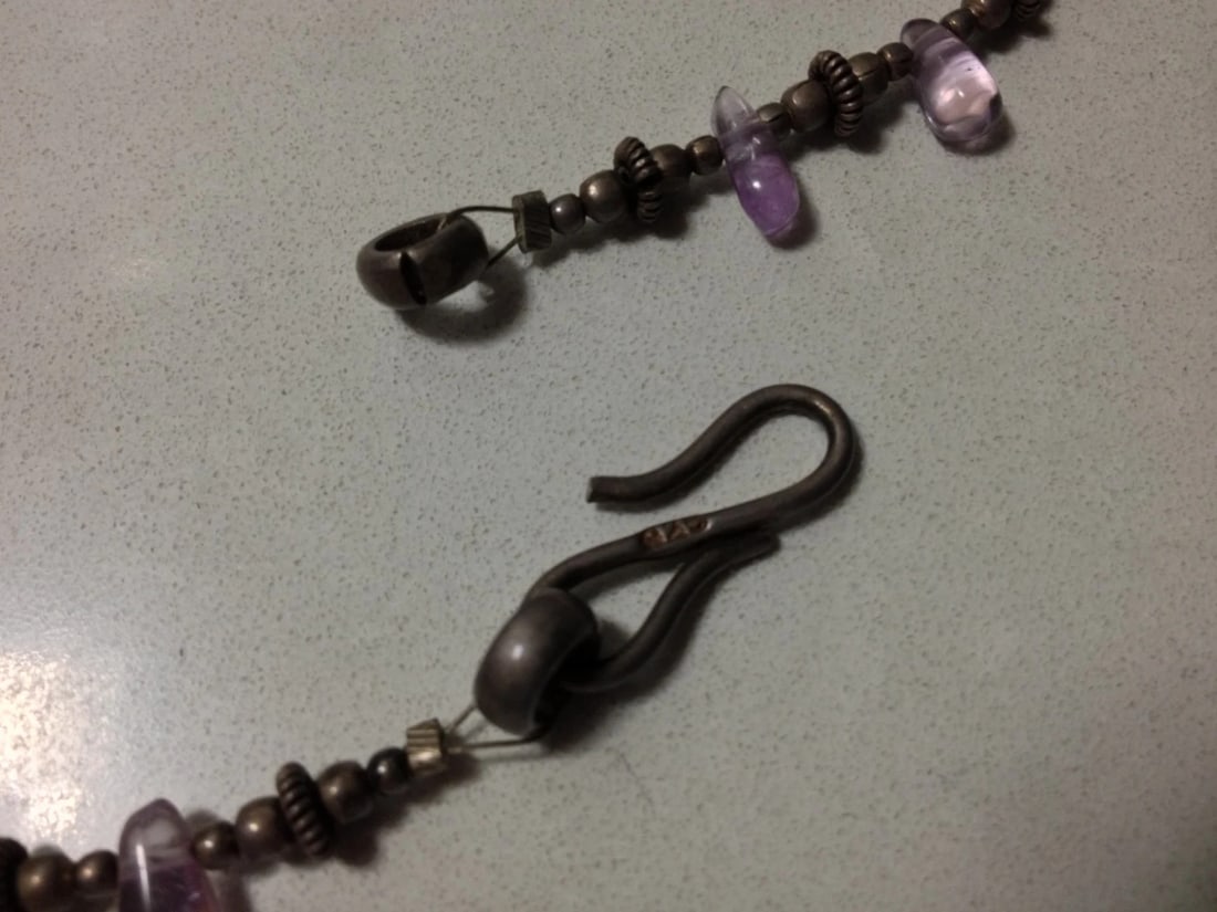 Sterling Silver Amethyst Bead Drop Droplet Tear Shaped Necklace - 5