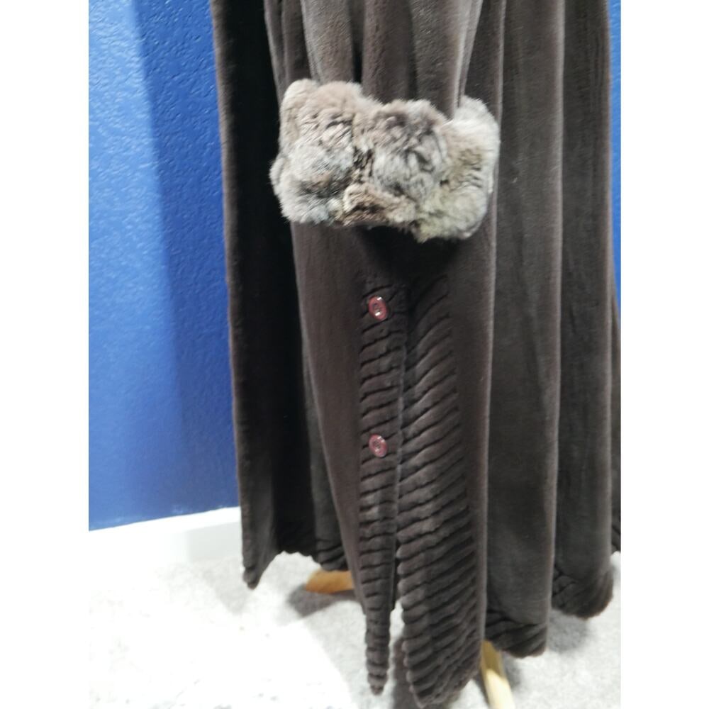 Stunning Sheared Female Mink & Chinchilla 52" Full Length Fur Coat Jacket - 4