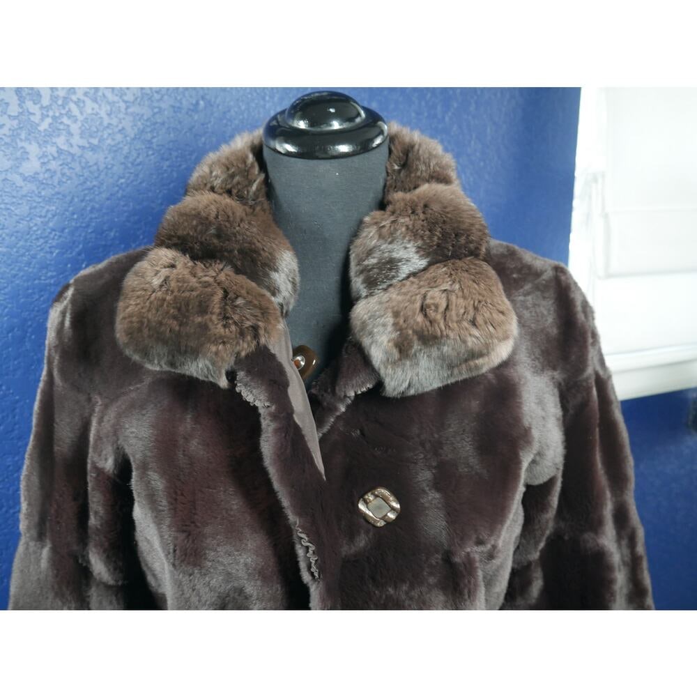 Designer Birger Christensen Sheared Mink & Chinchilla Reversible Fur Coat Jacket - 2