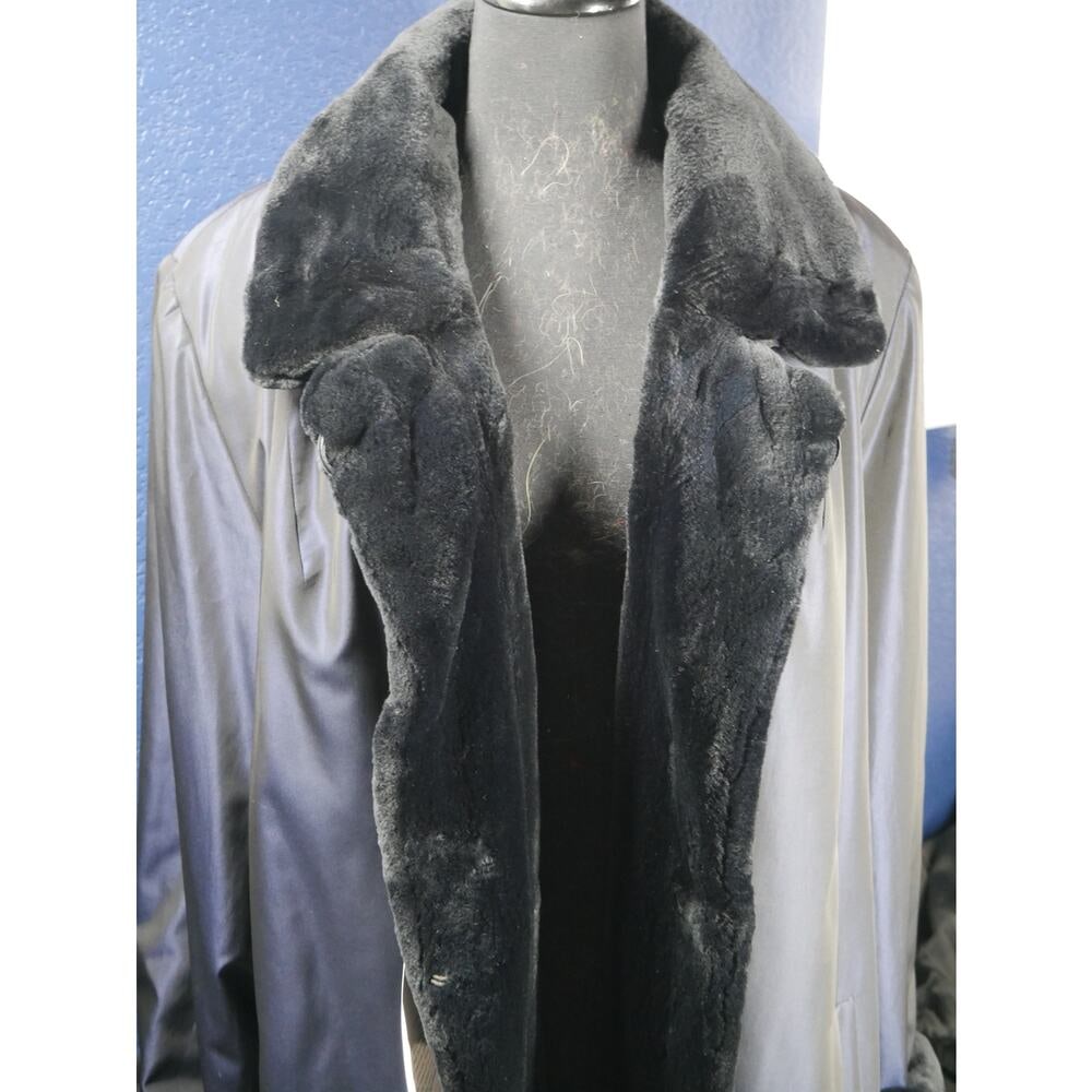 Gorgeous Unisex Dark Navy Sheared Mink Reversible Fur Coat Jacket - 9