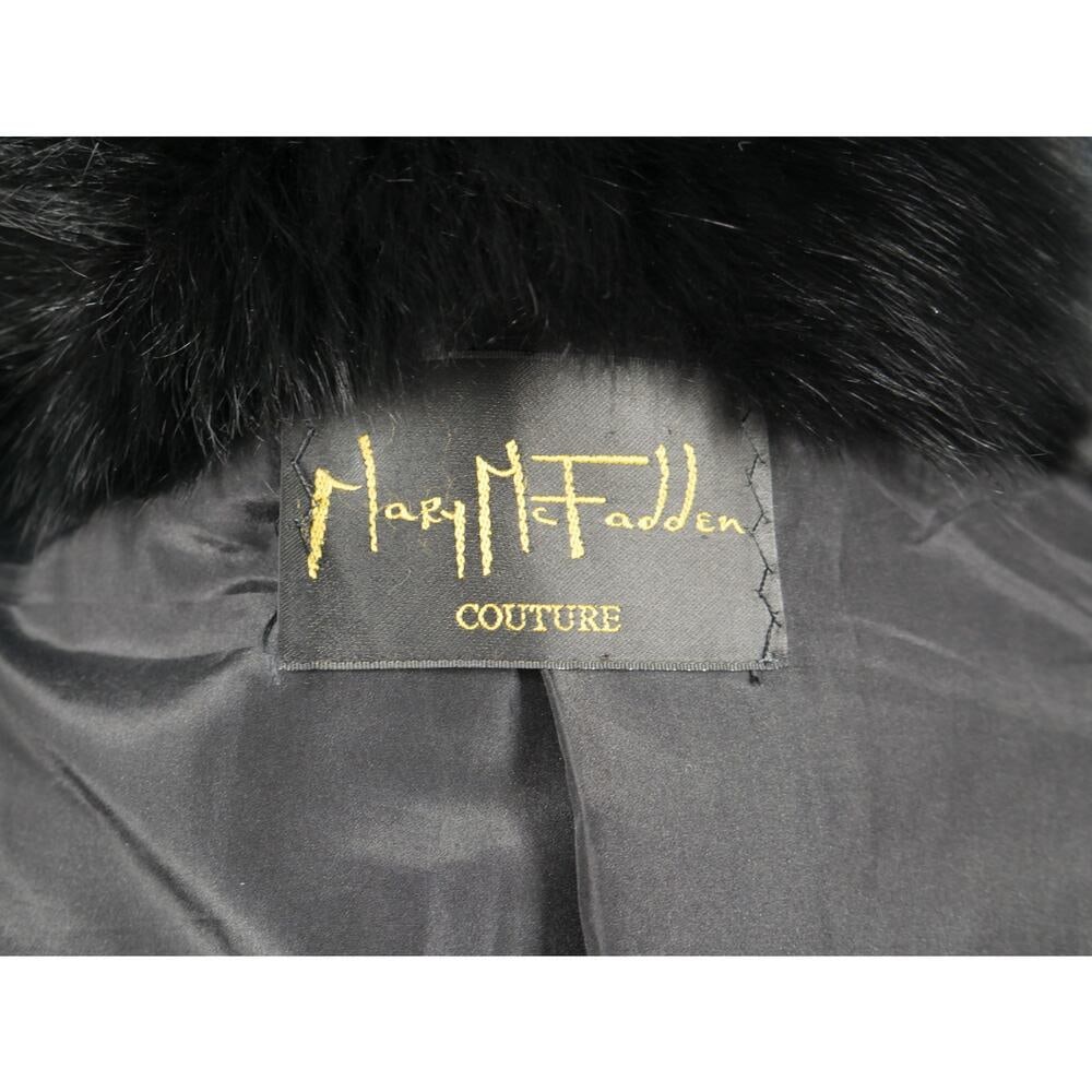 Amazing Designer Mary McFadden Couture Men's Black Fox Fur Coat Jacket - 6