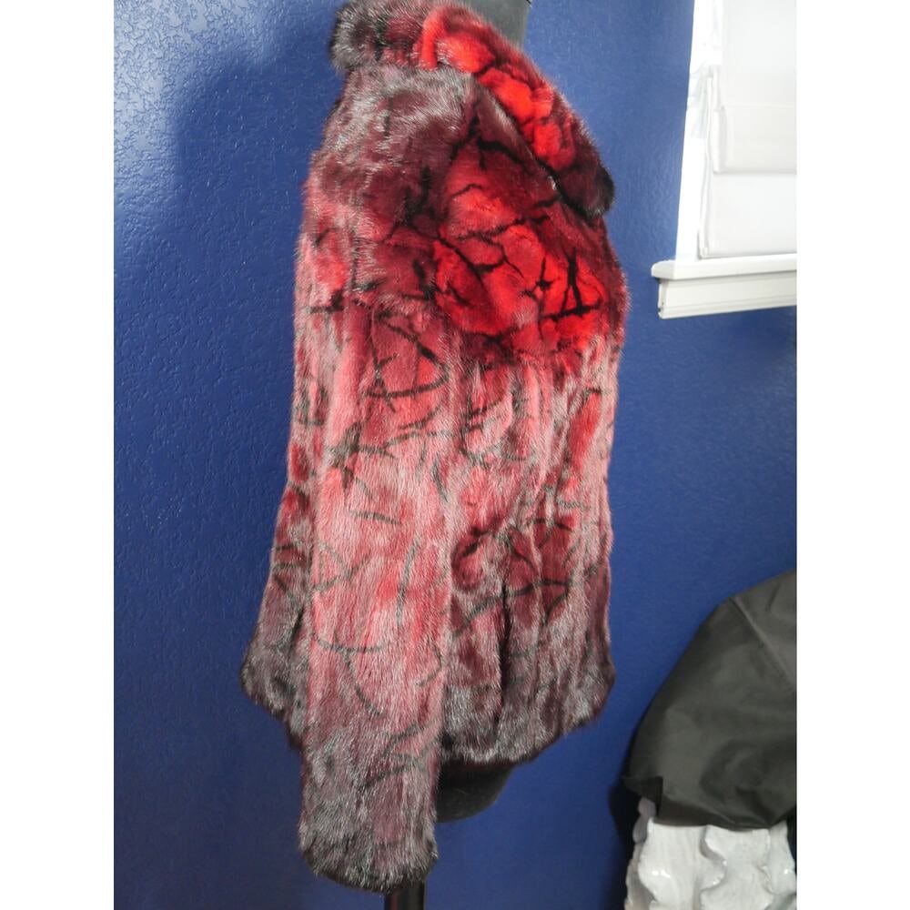Gorgeous NEW Red Black Ombre & Design Mink Fur Coat Jacket - 5