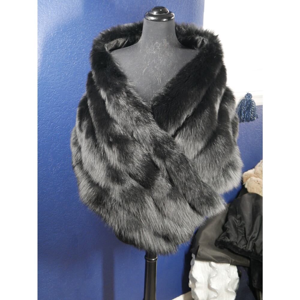 NEW Gorgeous Black Fox Fur Stole Wrap Coat Jacket: Here is a goregous light weight Black fox fur stole, it is brand new with tags attached. It is in New condition, no damage at all. Fur is buttery soft, supple & fluffy. It has hook & eye closures & No
