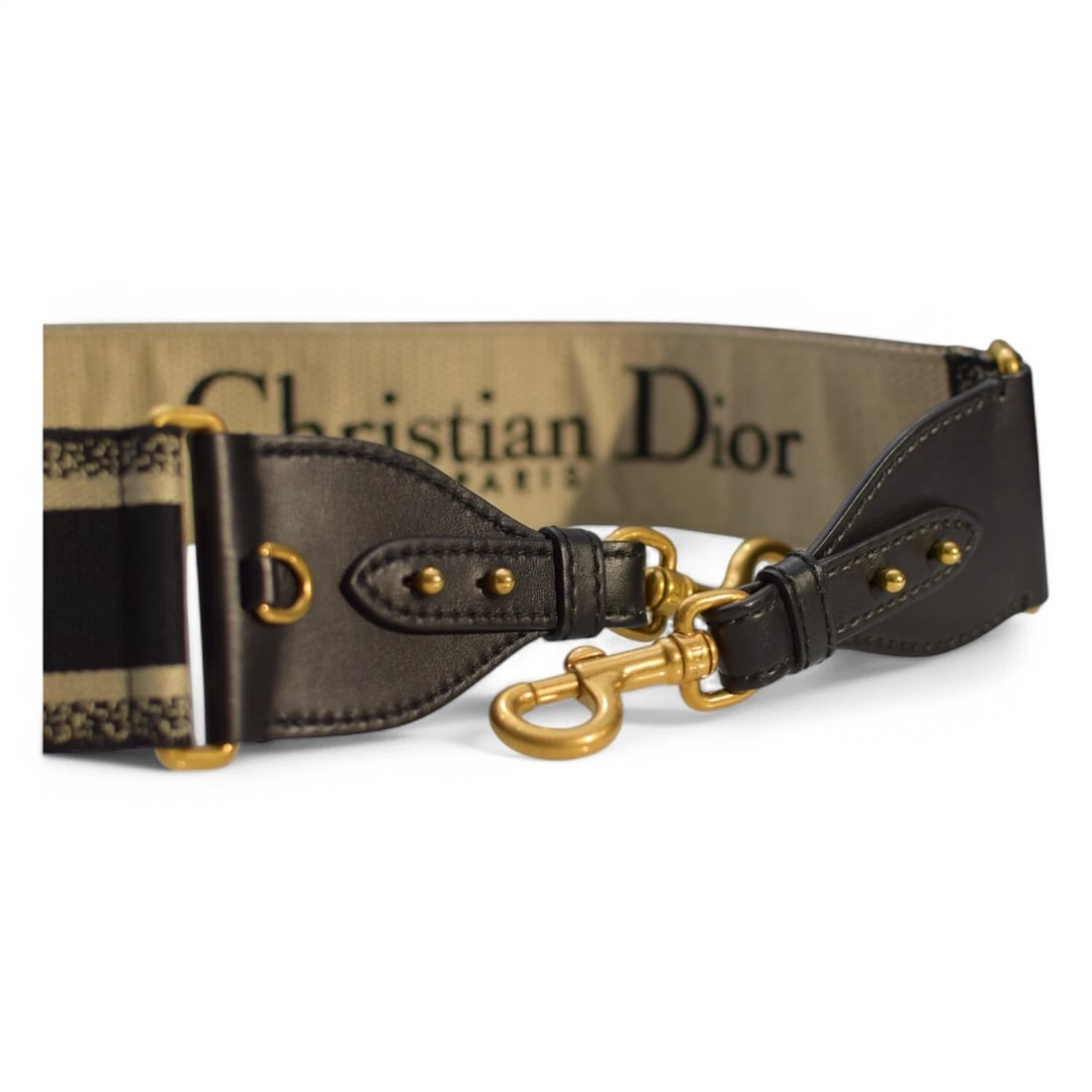 Christian Dior Paris Canvas Embroidered Shoulder Guitar Strap Black Embroidery - 10