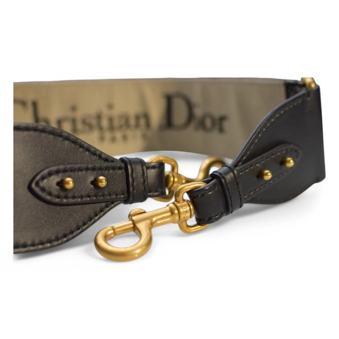 Christian Dior Paris Canvas Embroidered Shoulder Guitar Strap Black Embroidery - 9