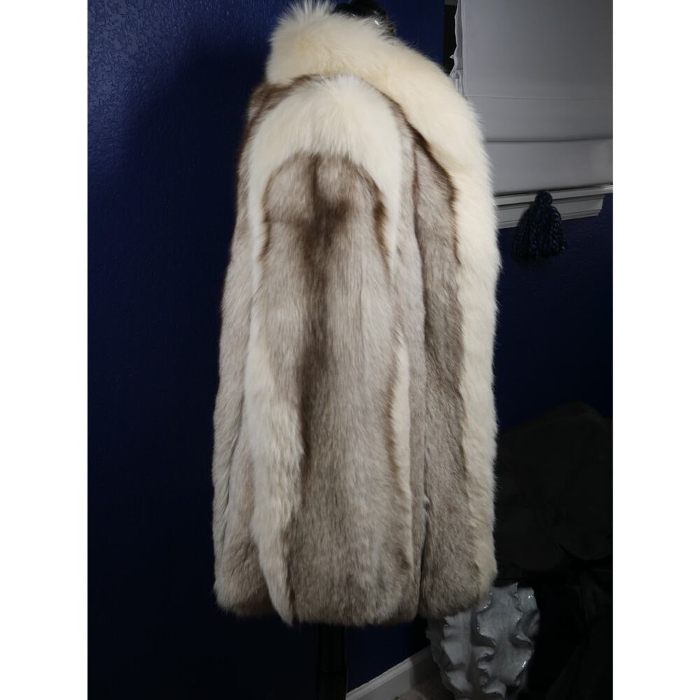 Gorgeous Blue & Shadow Fox Fur Coat Jacket - 4